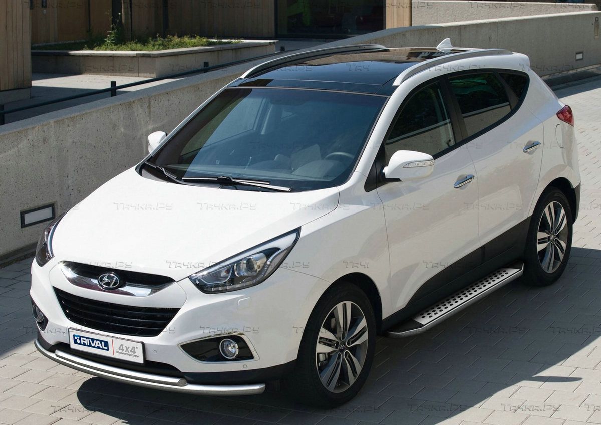 Пороги алюминиевые Rival Bmw-Style овал для Kia Sportage III 2010-2014. Артикул B173AL.2303.2