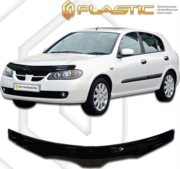 Дефлектор СА Пластик для капота (Classic черный) для Nissan Almera N16 седан 2002-2006. Артикул 2010010101190