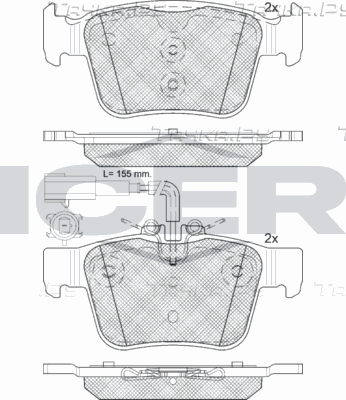 Тормозные колодки Icer для Maserati Ghibli III 2013-2026. Артикул 182299