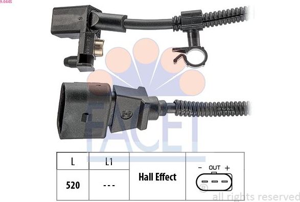 Датчик положения коленвала Facet Made in Italy - OE Equivalent. Артикул 9.0445