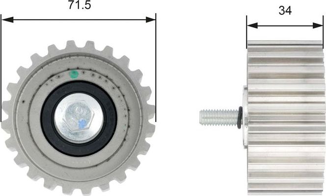 Направляющий (ведущий) ролик ремня ГРМ Gates (Металл). Артикул T42183