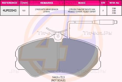 Тормозные колодки 4U передние для Citroen C25 1981-1994. Артикул 4UP03543
