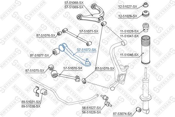 Поперечный рычаг задней подвески Stellox. Артикул 57-51072-SX