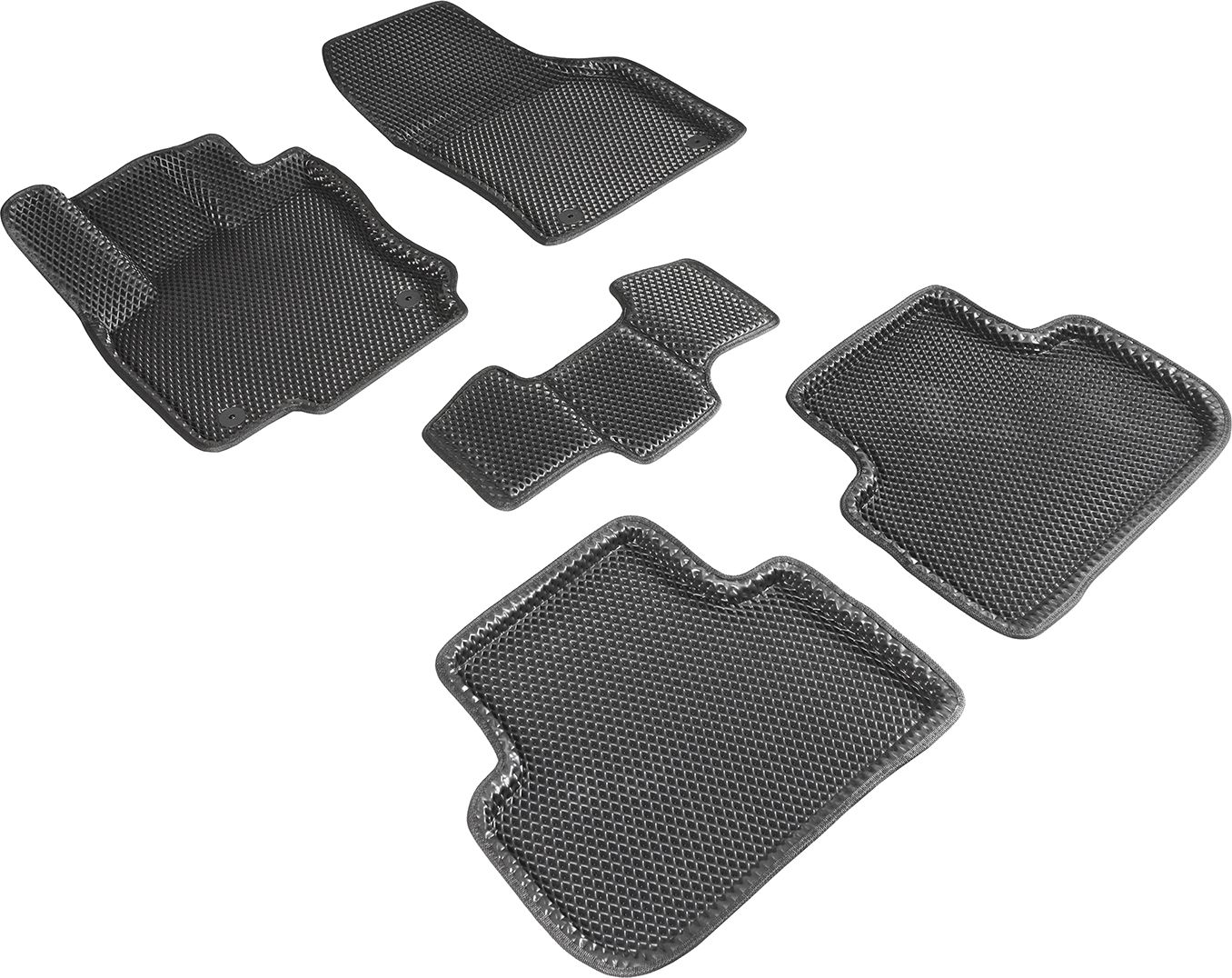 Коврики Seintex 3D EVA ромб для салона Volkswagen Tiguan II 2016-2026 ЧЕРНЫЕ. Артикул 95198