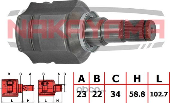 ШРУС внутренний, к-кт (Nakayama). Артикул NJ7069NY