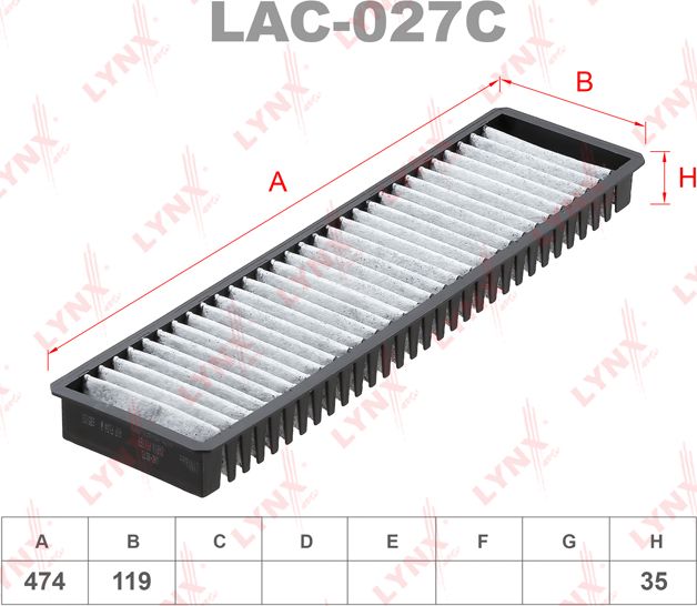 Салонный фильтр LYNXauto. Артикул LAC-027C