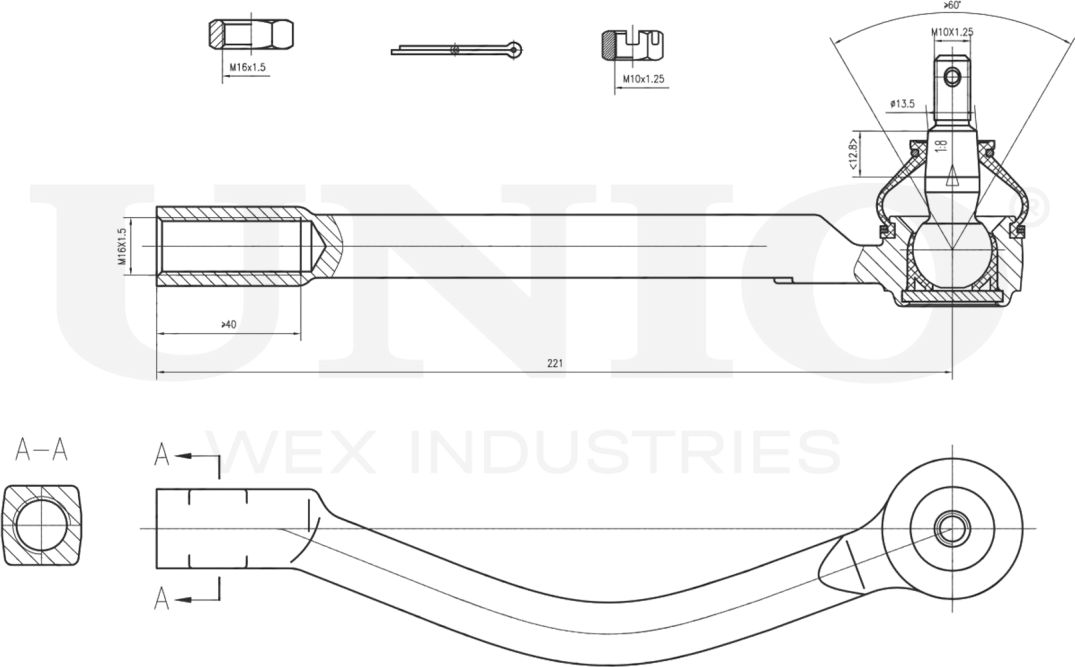 Наконечник рулевой тяги (Unio). Артикул SSP-10094