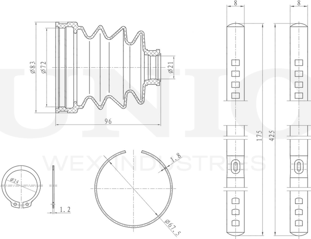 Пыльник ШРУС, комплект (Unio). Артикул DUC-30119K
