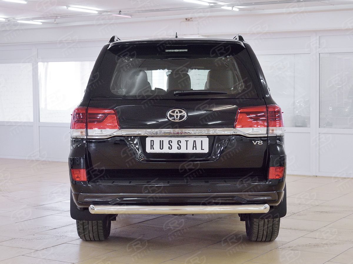 Защита RusStal заднего бампера уголки d76 дуга для Toyota Land Cruiser 200 2015-2021. Артикул TLCZ-002562