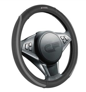 Оплётка на руль CarFashion Step (размер M, экокожа, цвет ЧЕРНЫЙ/ЧЕРНЫЙ/СЕРЫЙ/СЕРЫЙ/ЧЕРНЫЙ/СЕРЫЙ). Артикул 31302