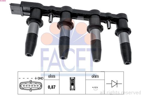Катушка зажигания Facet Made in Italy - OE Equivalent. Артикул 9.6350