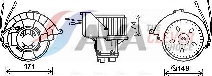 Вентилятор, мотор печки (отопителя) салона AVA (полимерный материал). Артикул OL8628