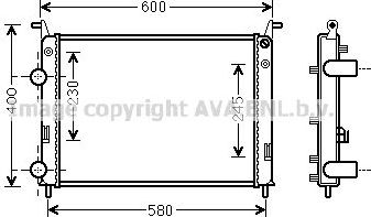 Радиатор охлаждения двигателя AVA для Fiat Strada 2003-2026. Артикул FTA2336