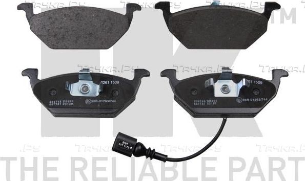 Тормозные колодки NK передние для Volkswagen Golf VI 2007-2013. Артикул 224745