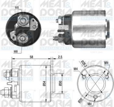 Втягивающее реле стартера Meat & Doria для Fiat Fiorino III 2007-2026. Артикул 46011