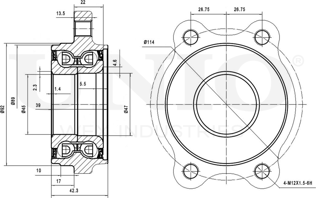 Ступица колеса с интегрированным подшипником (Unio). Артикул HUB-20105