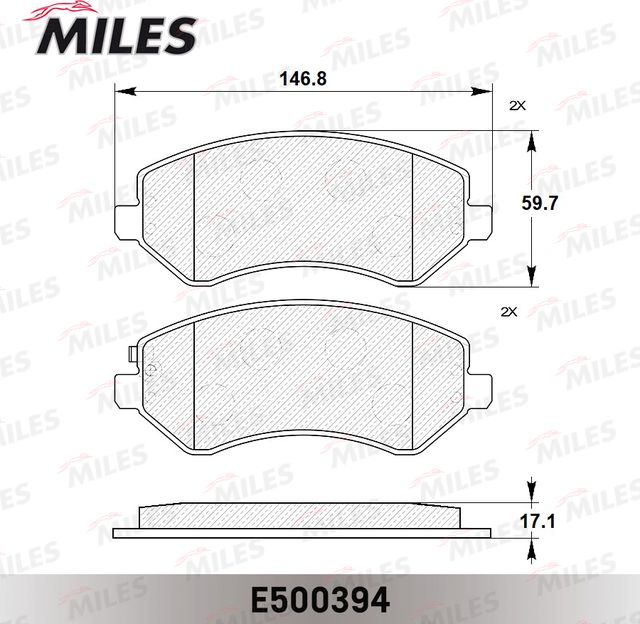 Тормозные колодки Miles (Керамика) передние для Jeep Cherokee III (KJ) 2001-2008. Артикул E500394