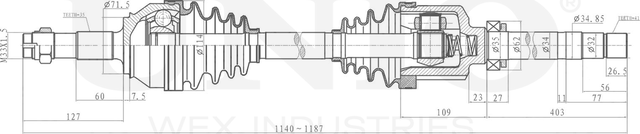 Вал приводной (Unio). Артикул CVJ-10105