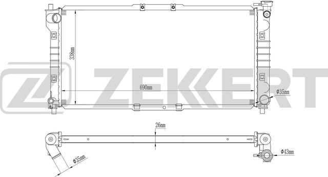 Радиатор охлаждения двигателя Zekkert (алюминий / пластик) для Mazda 626 IV (GE) 1991-1997. Артикул MK-1482