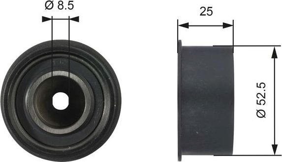 Направляющий (ведущий) ролик ремня ГРМ Gates (Металл). Артикул T42076