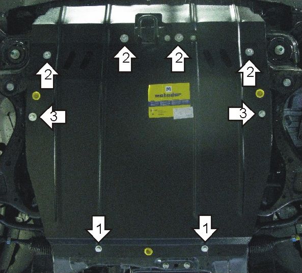 Защита Мотодор для картера, КПП Hyundai Santa Fe II 2006-2010, Santa Fe FL 2011-2012. Артикул 00917