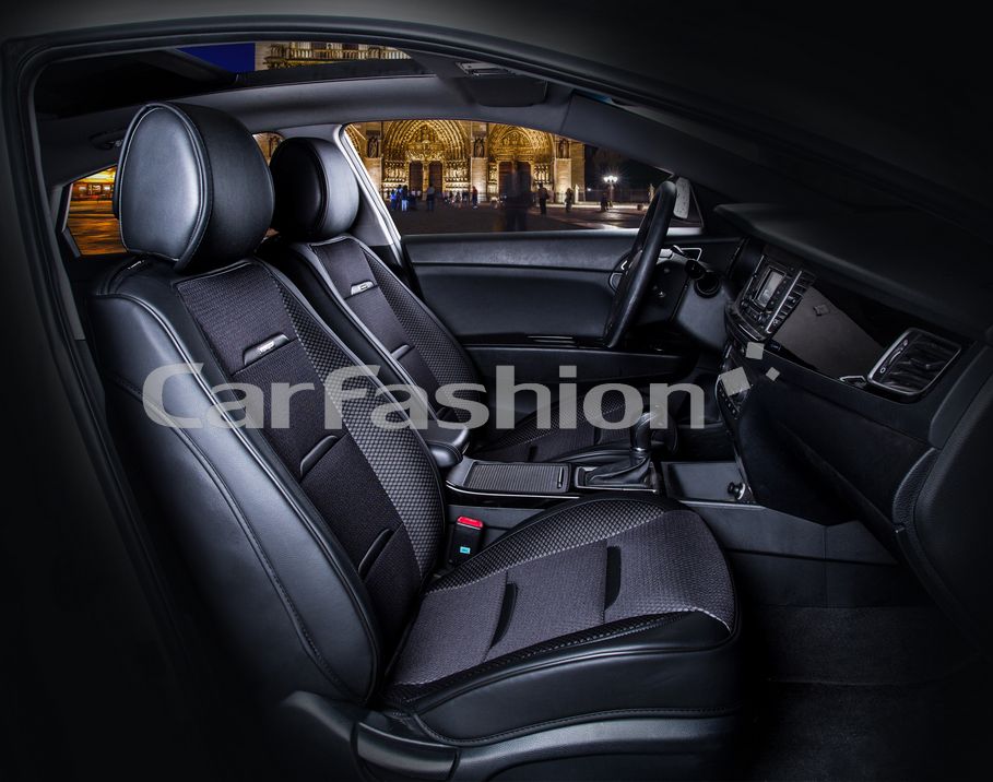 Накидки универсальные CarFashion Business на передние сидения авто, цвет Черный/Черный/Черный. Артикул 21443