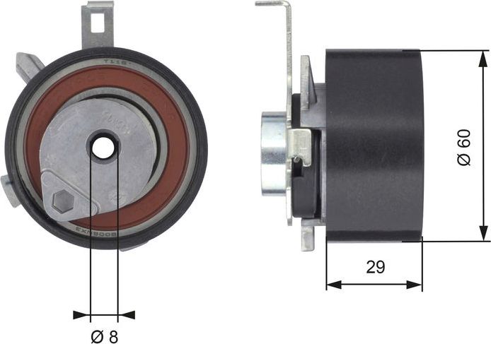 Натяжной ролик (натяжитель) ремня ГРМ Gates PowerGrip®. Артикул T43115