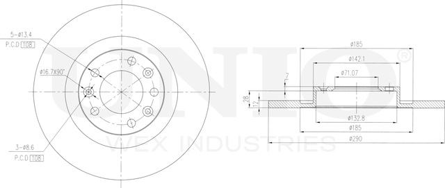 Диск тормозной (Unio). Артикул BRD-20524