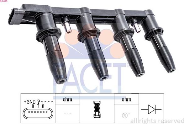 Катушка зажигания Facet OE Equivalent. Артикул 9.6445