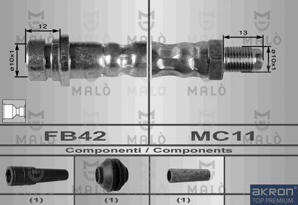 Тормозной шланг Malò передний для Ford Mondeo III 2000-2007. Артикул 8998