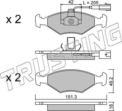 Тормозные колодки Trusting передние для Fiat Albea 1998-1999. Артикул 282.1