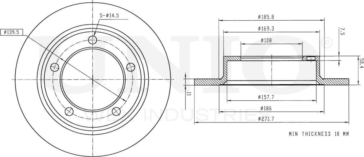 Диск тормозной (Unio). Артикул BRD-20337