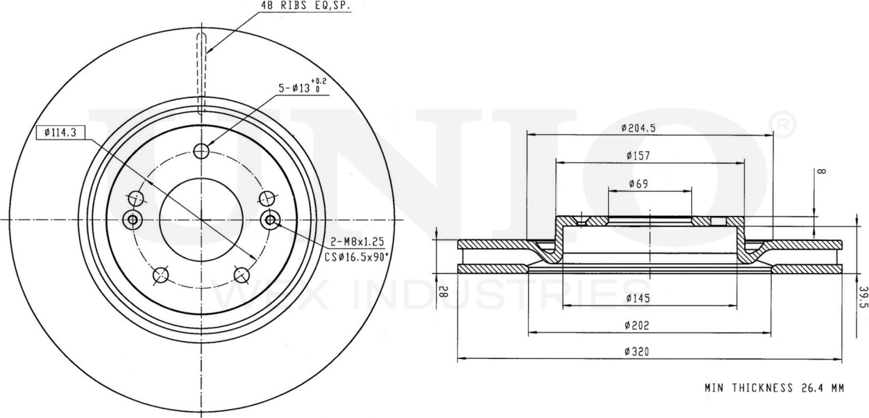 Диск тормозной (Unio). Артикул BRD-20104