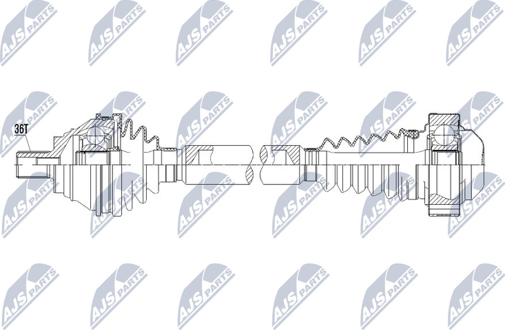 Полуось (привод в сборе, приводной вал) NTY. Артикул NPW-VW-107