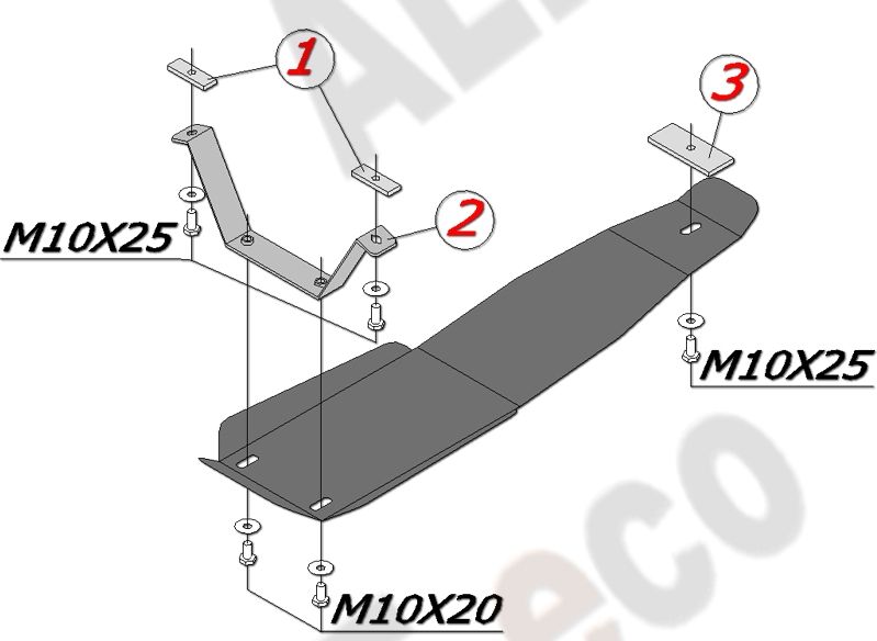 Защита алюминиевая Alfeco для редуктора Subaru Forester ll 2002-2008. Артикул ALF.22.15 AL4