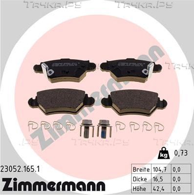 Тормозные колодки Zimmermann. Артикул 23052.165.1