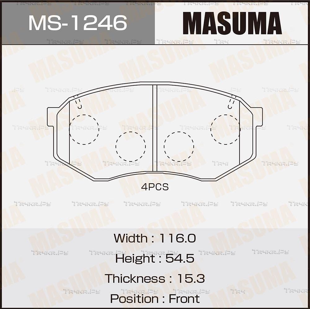 Тормозные колодки Masuma передние для Toyota Chaser IV (X80) 1990-1992. Артикул MS-1246