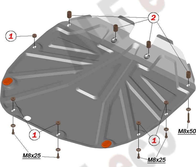 Защита алюминиевая Alfeco для картера и КПП Hyundai Santa Fe II 2010-2012. Артикул ALF.10.18al
