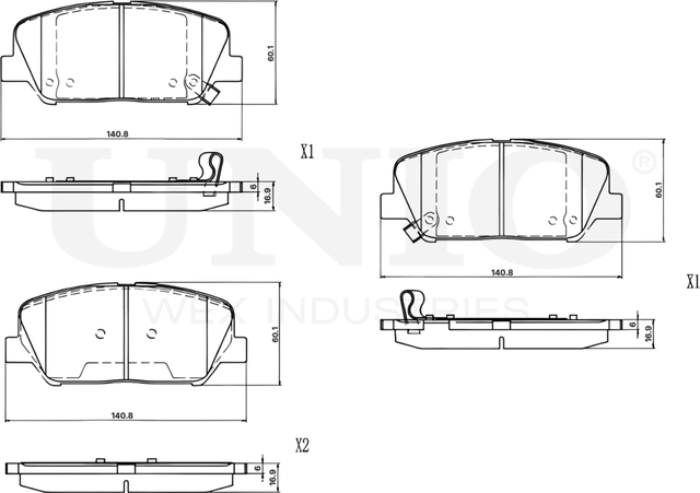 Колодки тормозные дисковые, комплект (Unio). Артикул BRP-20270
