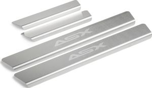 Накладки Rival на пороги (с надписью) для Mitsubishi ASX 2010-2019 2020-2025. Артикул NP.4011.3