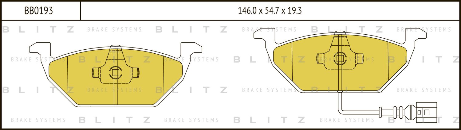 Колодки тормозные дисковые передние Audi A2 2000-, Skoda Fabia 2000 (Blitz). Артикул BB0193