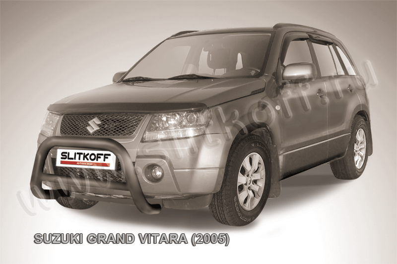 Кенгурятник Slitkoff d76 низкий ЧЕРНЫЙ матовый для Suzuki Grand Vitara III 5-дв. 2005-2008. Артикул SGV05002B