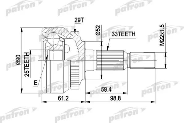 Шрус наружный (граната) Patron для Saab 9-3 I 1998-2003. Артикул PCV1269