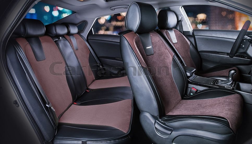 Накидки универсальные CarFashion Space Plus для авто, цвет Черный/Кофе/Кофе. Артикул 22412