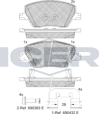 Тормозные колодки Icer для Fiat Tipo 356 2015-2026. Артикул 182275