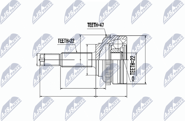 Шрус наружный (граната) NTY для Daewoo Kalos 2002-2007. Артикул NPZ-DW-021