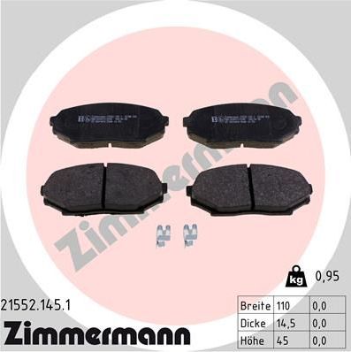 Тормозные колодки Zimmermann передние для Mazda MX-5 I (NA) 1990-1998. Артикул 21552.145.1