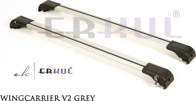 Багажник на рейлинги Erkul Wingcarrier V1 для УАЗ Patriot 3163 2005-2026 (Аэро-крыло дуги) СЕРЕБРИСТЫЙ. Артикул WCA.KIT.214