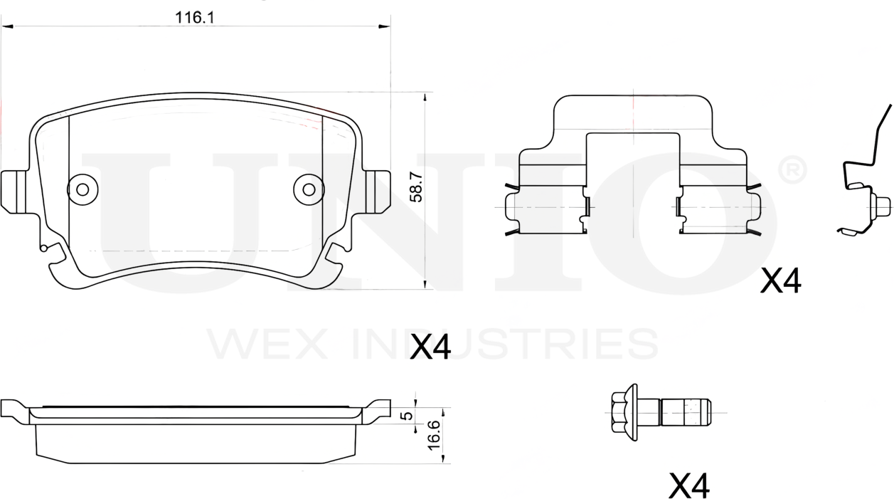 Колодки тормозные диск. задние Audi A6 II,III 02-, A4 II,III 03-, VW Transporter T5,T6 03- (Unio). Артикул BRP-20126