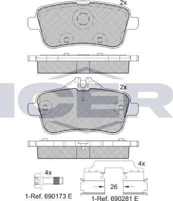 Тормозные колодки Icer. Артикул 182072-066